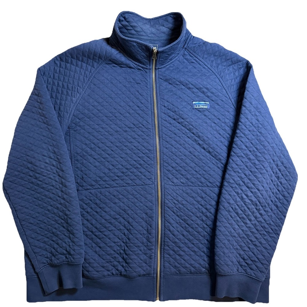 LL Bean Quilted Full Zip Jacket Navy Blue Men's Size XL Traditional Fit Pockets
